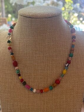 Colorful Handmade Vintage Beaded Eclectic Boho Choker Necklace